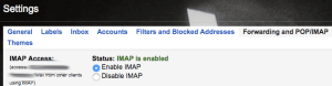 Đối với Chuyển tiếp và POP / IMAP, hãy đảm bảo rằng Sử dụng IMAP được chọn.