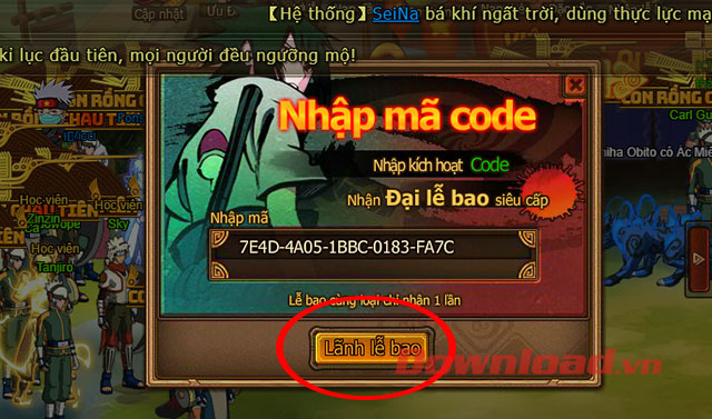 Nhập mã quà tặng tân thủ game Nhẫn Giả Chi Thuật