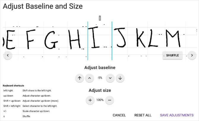 Điều chỉnh baseline và kích thước font