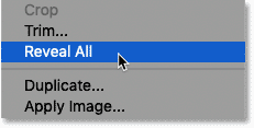 Lệnh Reveal All trong Photoshop