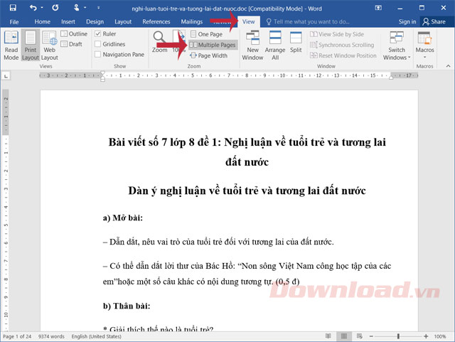 Chọn Multiple Pages