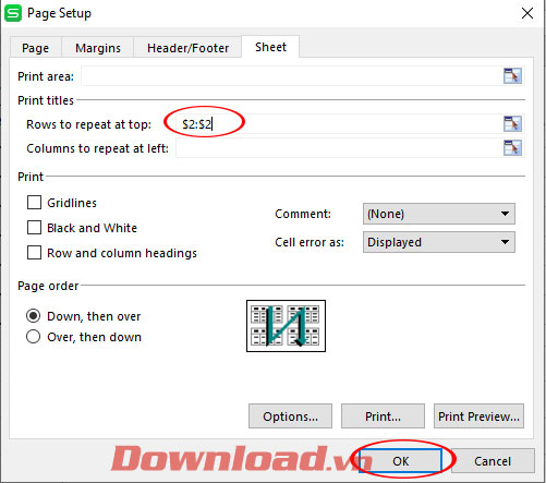 Hoàn tất lặp lại tiêu đề trong Excel