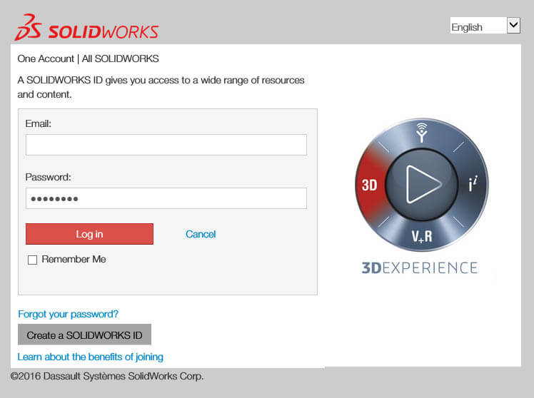 Đăng nhập SolidWorks