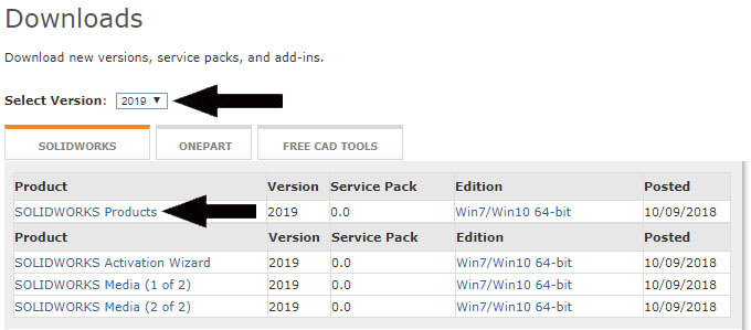 Tải phiên bản SolidWorks cần cài đặt