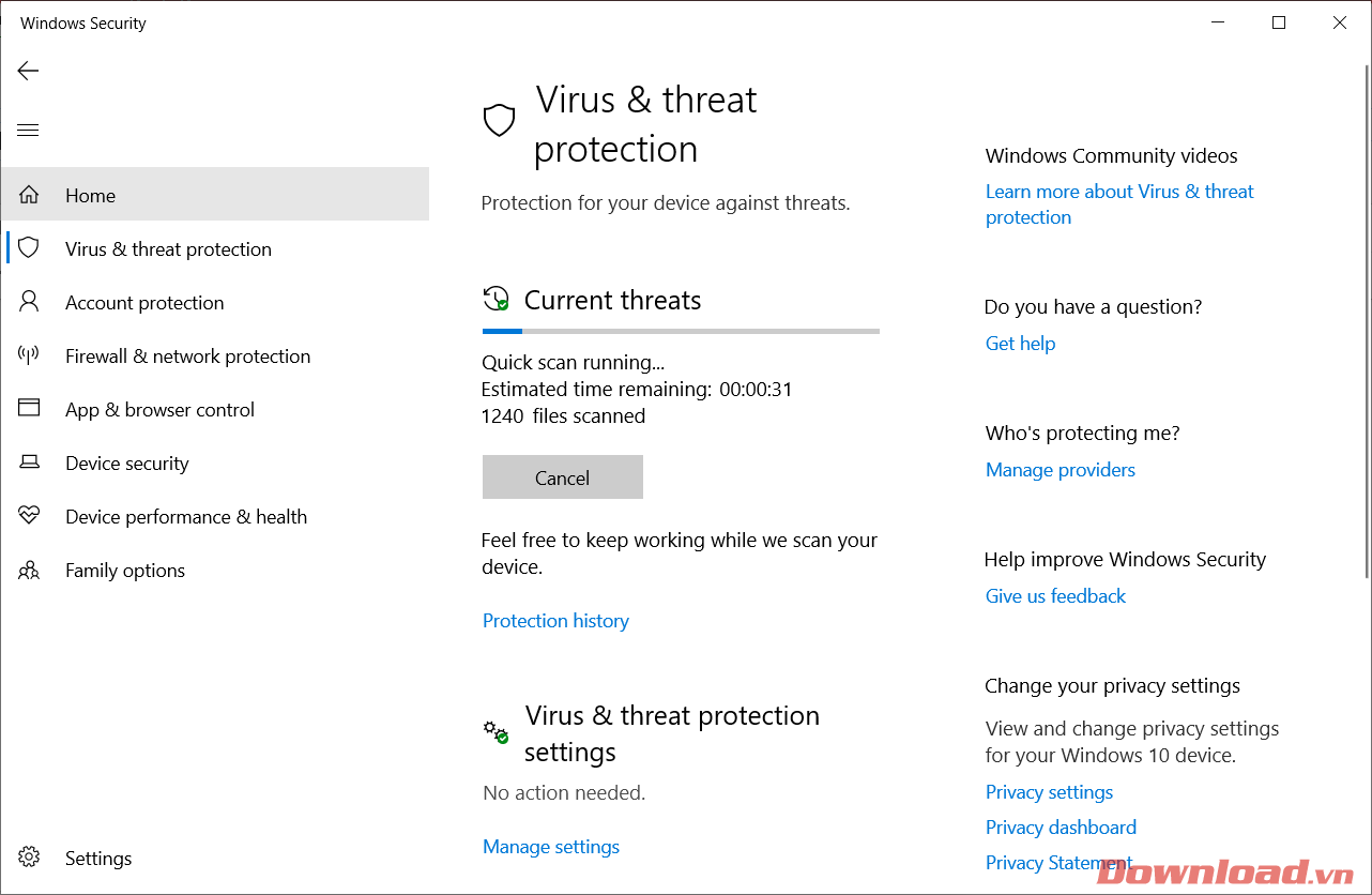 Quét virus với Window Security