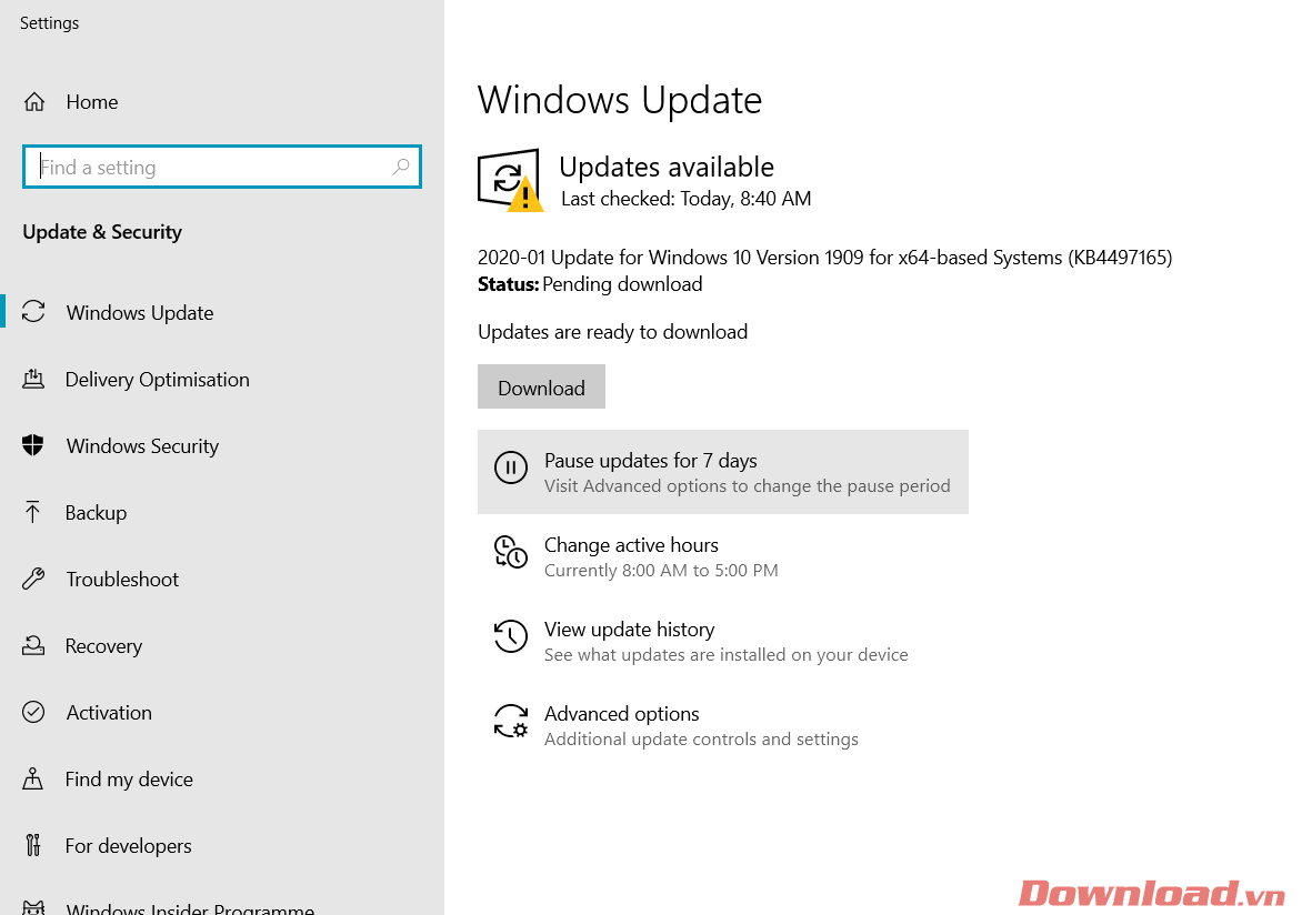 Update Windows thường xuyên