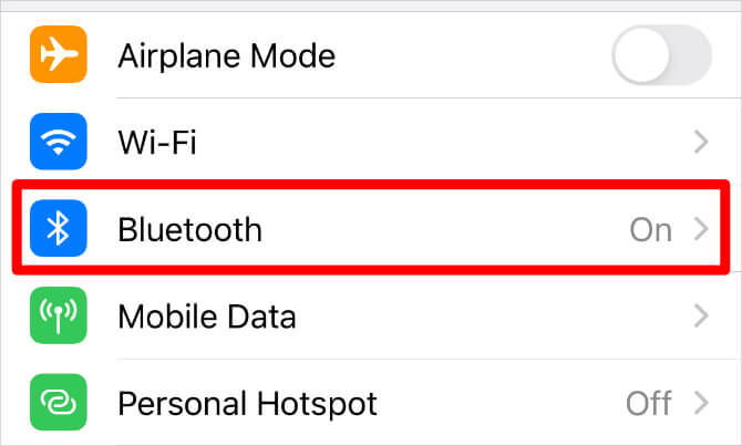 Tùy chọn Bluetooth trên iPhone
