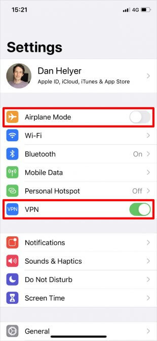Cài đặt Airplane Mode trên iPhone