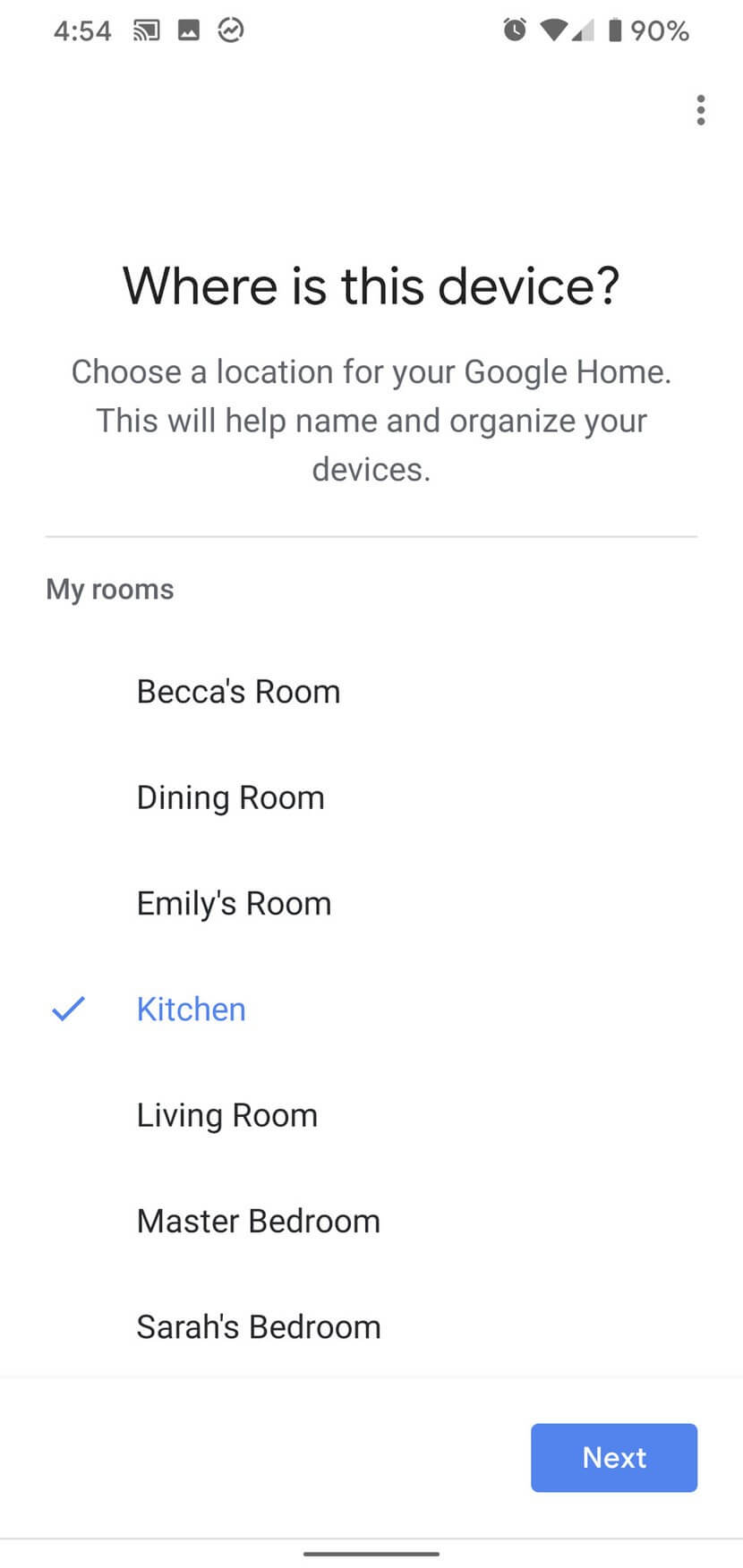 Chọn phòng đặt loa Google Home