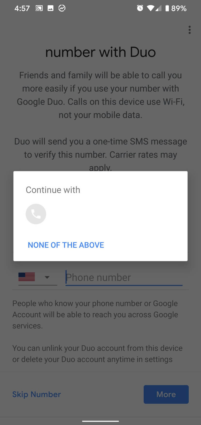 Thiết lập số điện thoại cho Google Duo