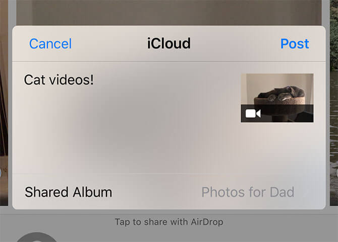 Chia sẻ video lên iCloud