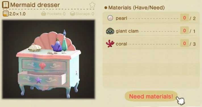 Tủ nhiều ngăn trong Animal Crossing: New Horizons