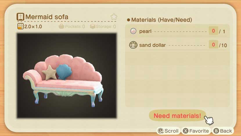 Ghế sofa trong Animal Crossing: New Horizons