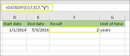 Hàm DATEDIF trong Excel