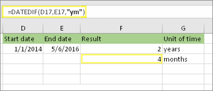 Cách dùng hàm DATEDIF 