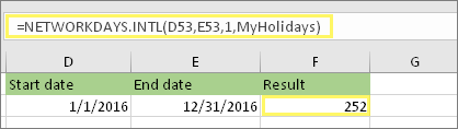 Gõ tên phạm vi ngày lễ trong Excel