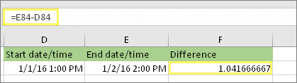 Trừ hai ngày và giờ trong Excel
