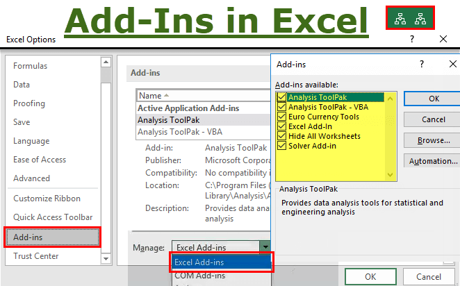 Cài đặt và gỡ bỏ add-in trong Excel