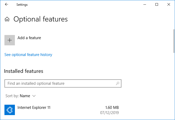 Tính năng tùy chọn của Windows 10