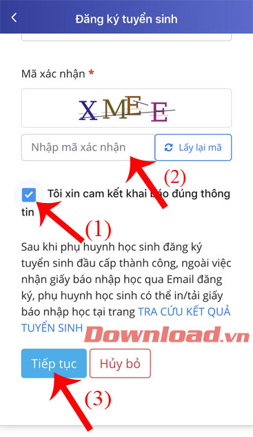 Nhập mã xác nhận