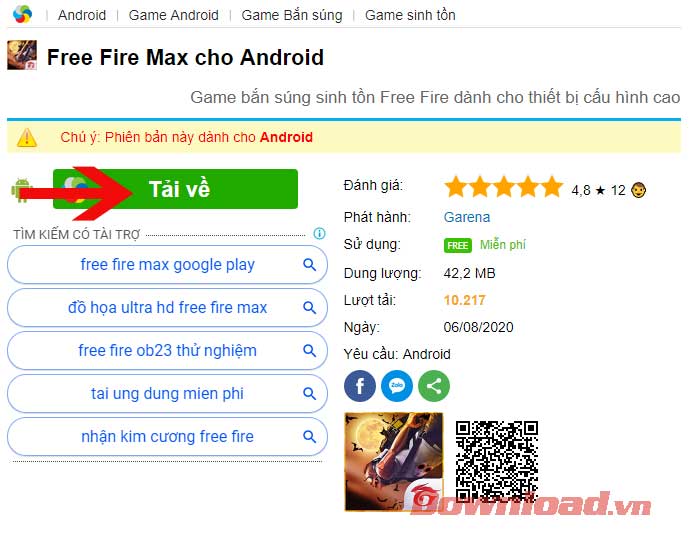 Cài đặt Free Fire Max cho Android