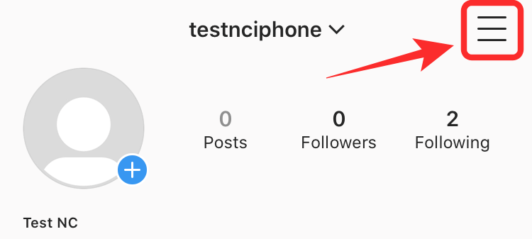 Click nút hamburger trên Instagram