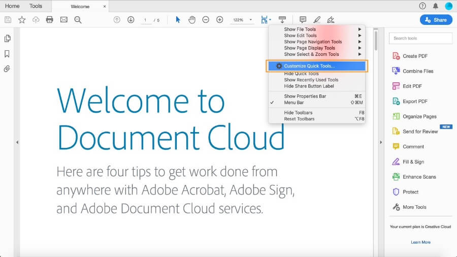 Thêm Add Text vào thanh công cụ trong Adobe Acrobat Pro DC