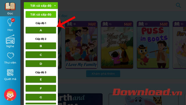 Chọn cấp độ học