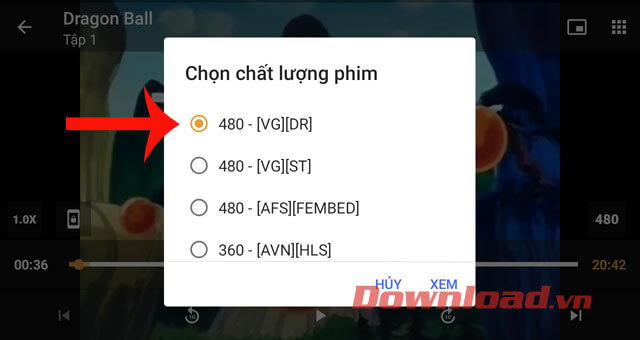 Điều chỉnh chất lượng phim 