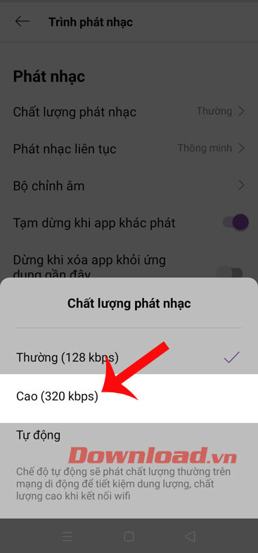 Chọn chất lượng cao (320Kbps)