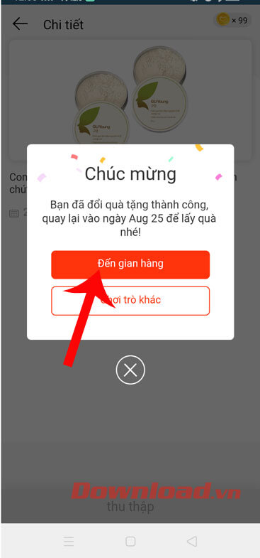 Bấm nút Đến gian hàng