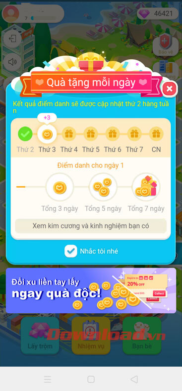 Điểm danh trong game LazCity