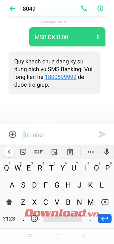 Tin nhắn thông báo xác nhận của hệ thống ngân hàng Maritime Bank