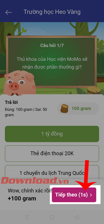 Ấn vào nút Tiếp theo