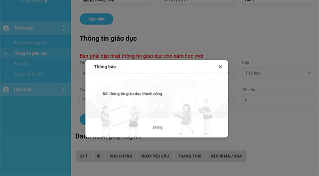 Đổi thông tin giáo dục thành công