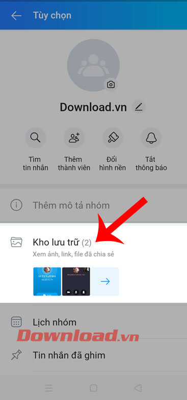 Ấn vào mục Kho dữ liệu