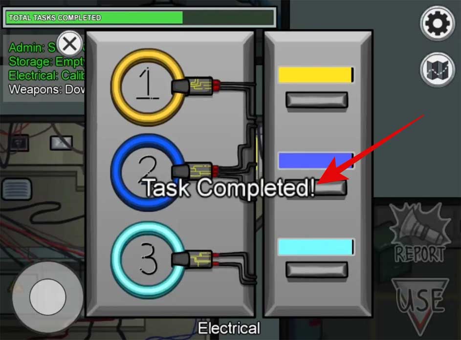 Hoàn thành nhiệm vụ ghép điện thành công trong Among Us