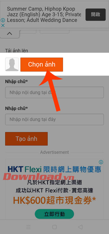 Ấn vào nút Chọn ảnh