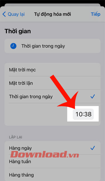 Đặt thời gian bắt đầu