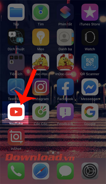 Mở ứng dụng Youtube