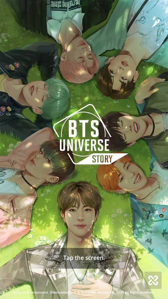 Giao diện chào mừng game BTS Universe Story 