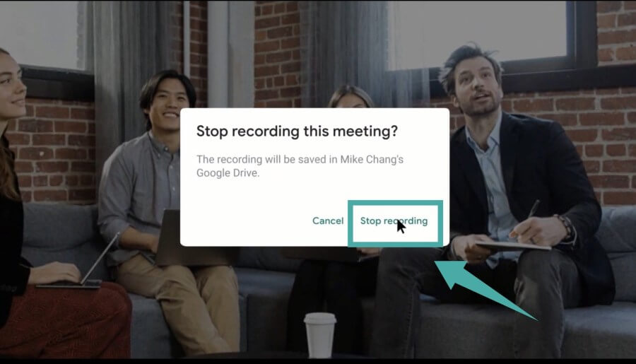 Xác nhận dừng ghi hình trên Google Meet