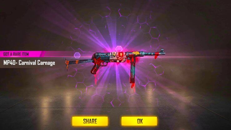 Skin Carnival Carnage MP40 trong game Free Fire
