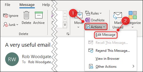 Chỉnh sửa nội dung email trên Outlook