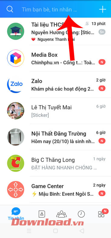 Nhấn vào ô Tìm kiếm