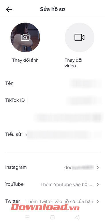 Tài khoản TikTok đã liên kết với Instagram