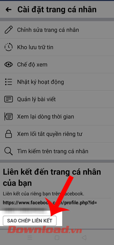 Ấn vào nút Sao chép liên kết