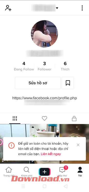 Link đã được thêm vào TikTok