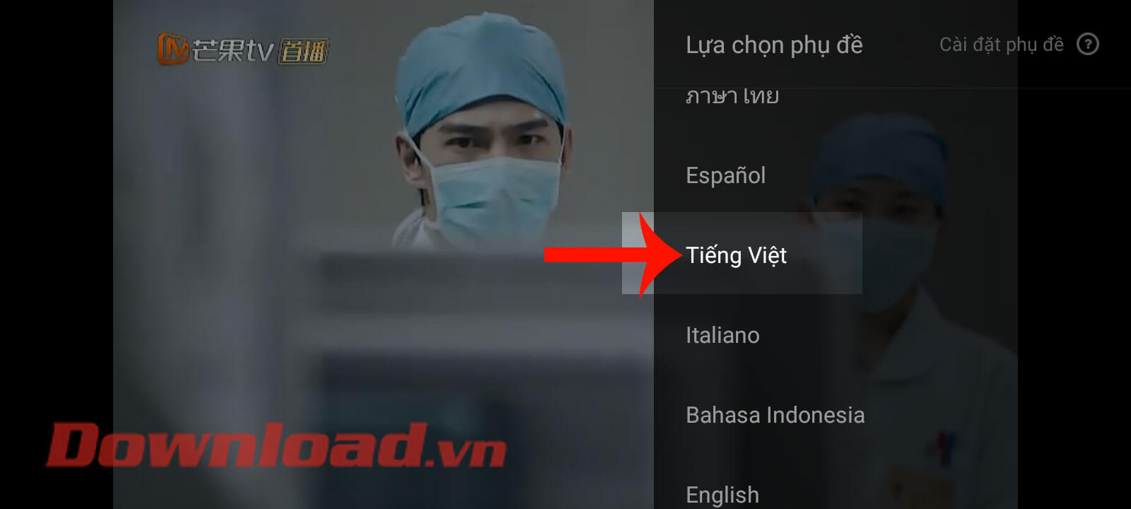 Chọn ngôn ngữ Tiếng Việt
