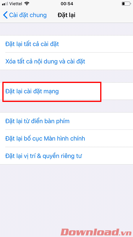 Đặt lại cài đặt mạng